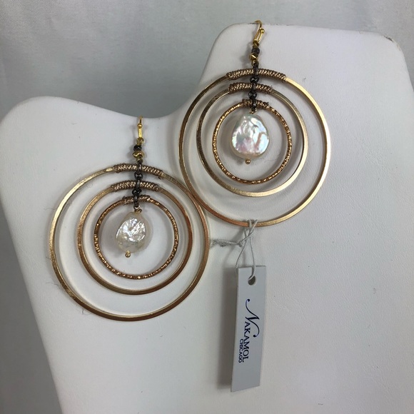 Nakamol Jewelry - Nakamol multi hoop earrings with iridescent stones